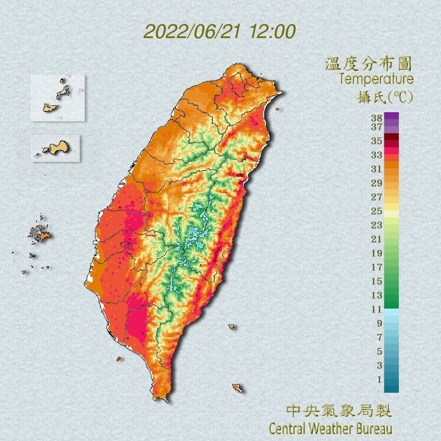 今日天氣炎熱，在花蓮已出現37度的高溫。 圖：中央氣象局／提供