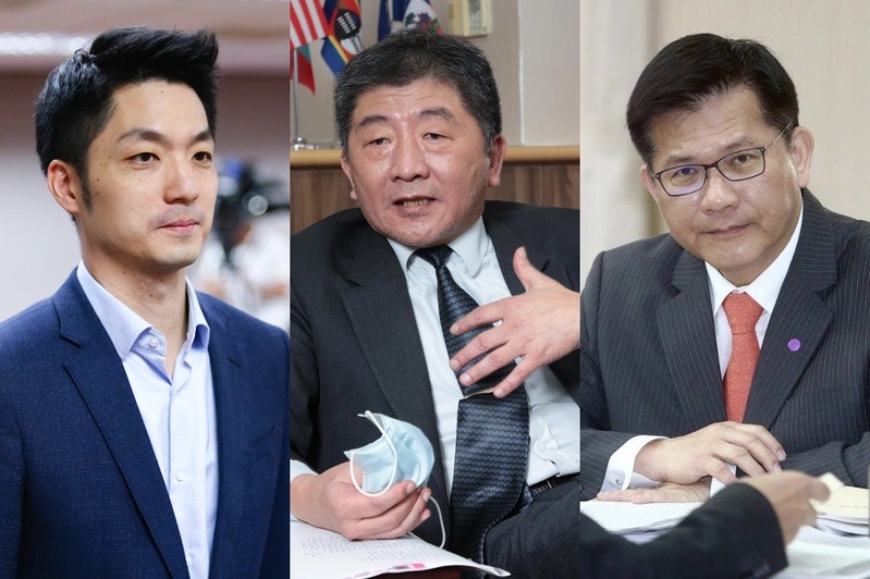 蔣萬安(左)獲得國民黨提名參選台北市長，民進黨可能參選人包括衛福部長陳時中(中)、前交通部長、前台中市長林佳龍(右)。 圖：翻攝自潘建志臉書