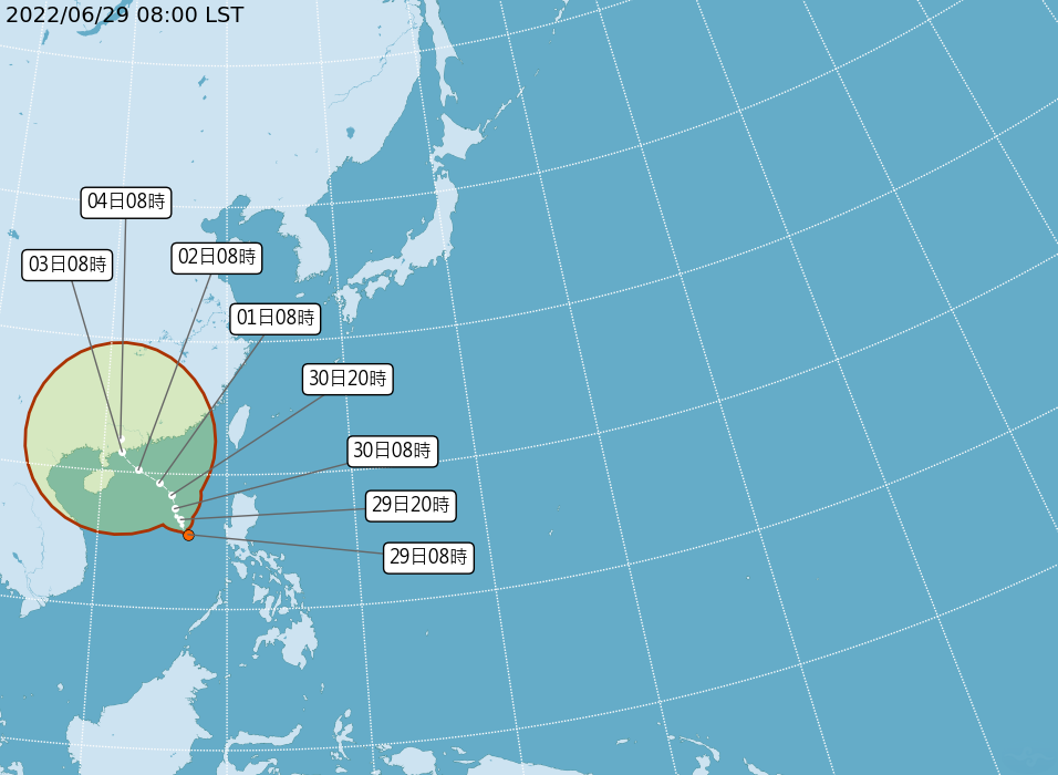 中央氣象局將熱帶擾動97W升格為熱帶性低氣壓TD04。 圖：中央氣象局／提供