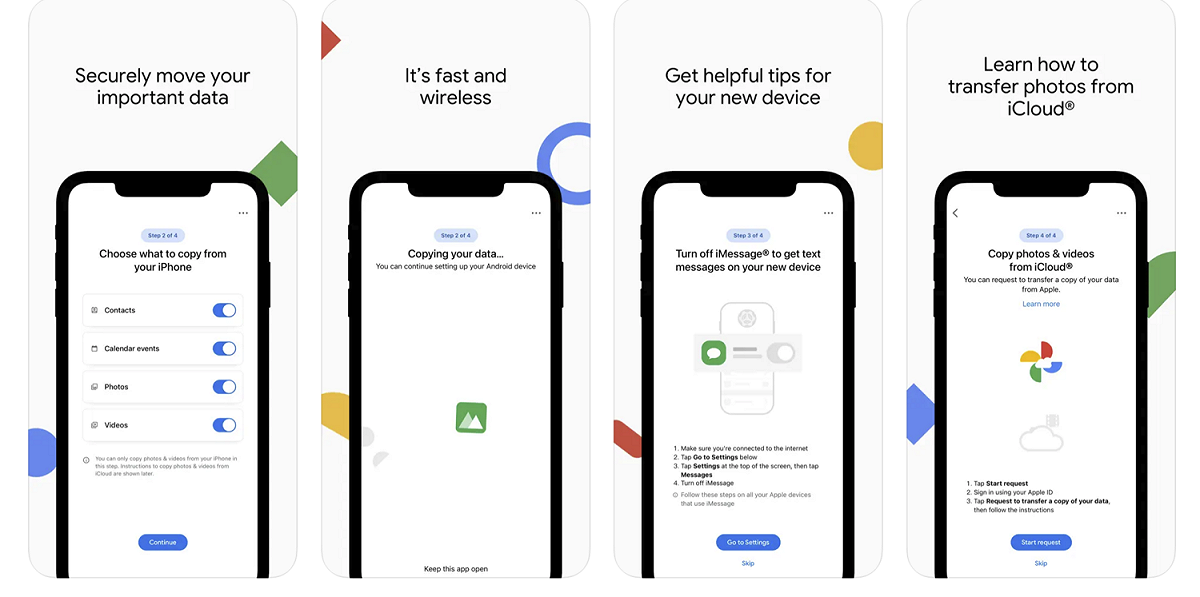 Google於今年4月推出「轉移Android」，iPhone用戶以無線方式將資料轉到Android手機。