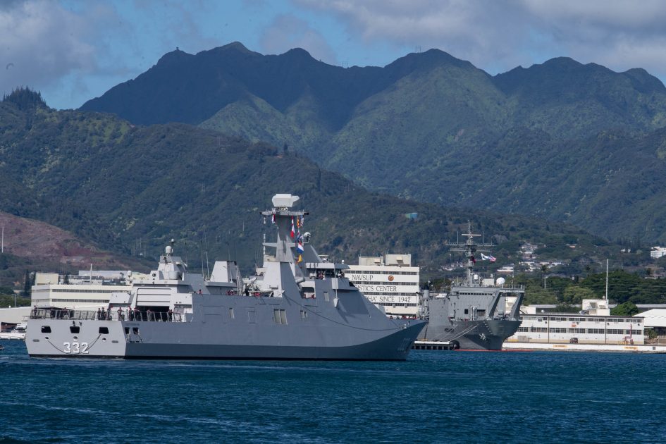 印尼派出古斯蒂號護衛艦 KRI I Gusti Ngurah Rai (332)參與2022環太平洋軍事演習。 圖：翻攝U.S. Navy