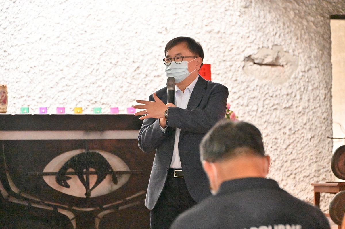 劉櫂豪受邀參加「公東高工聖堂修復工程」開工祈福典禮。 圖：劉辦提供（資料照）