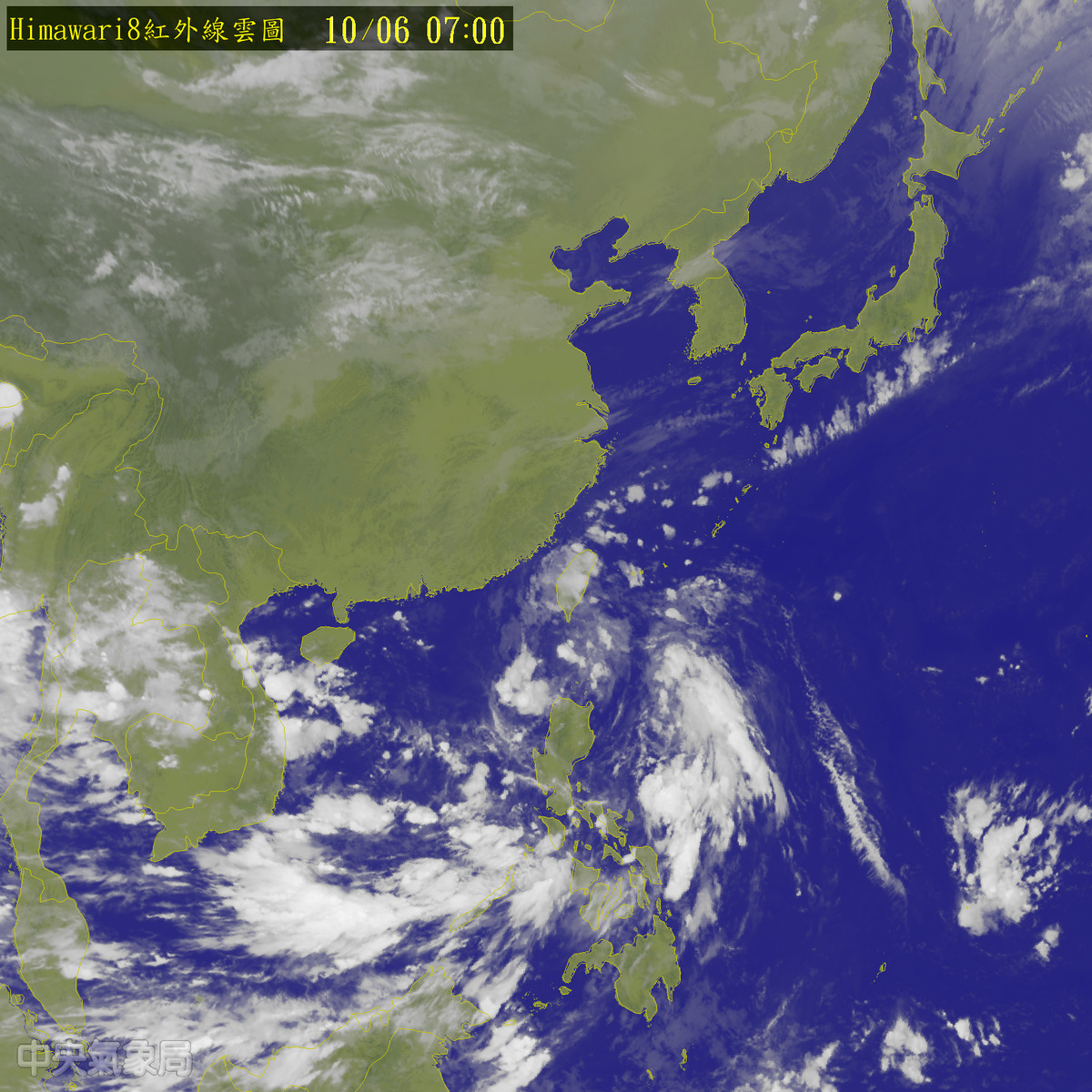中央氣象局6日清晨發布艾利颱風海上颱風警報，提醒沿海地區須防強風及長浪。 圖：中央氣象局提供