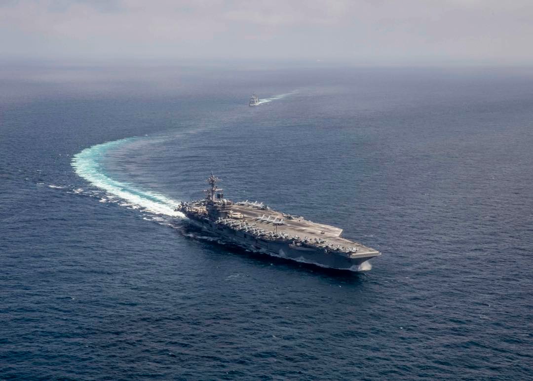 美國海軍「布希號(CVN-77)」航空母艦，6月份進行歸隊前綜合訓練演習(COMPTUEX)。 圖：翻攝USS George H.W. Bush (CVN 77)臉書