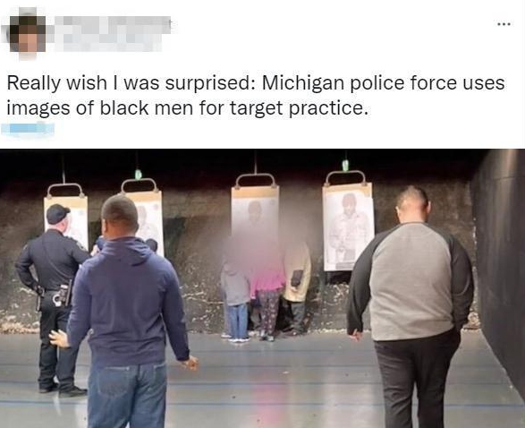 網友評論美國警察用黑人照片來打靶是種族歧視。 圖 : 翻攝自社群軟體
