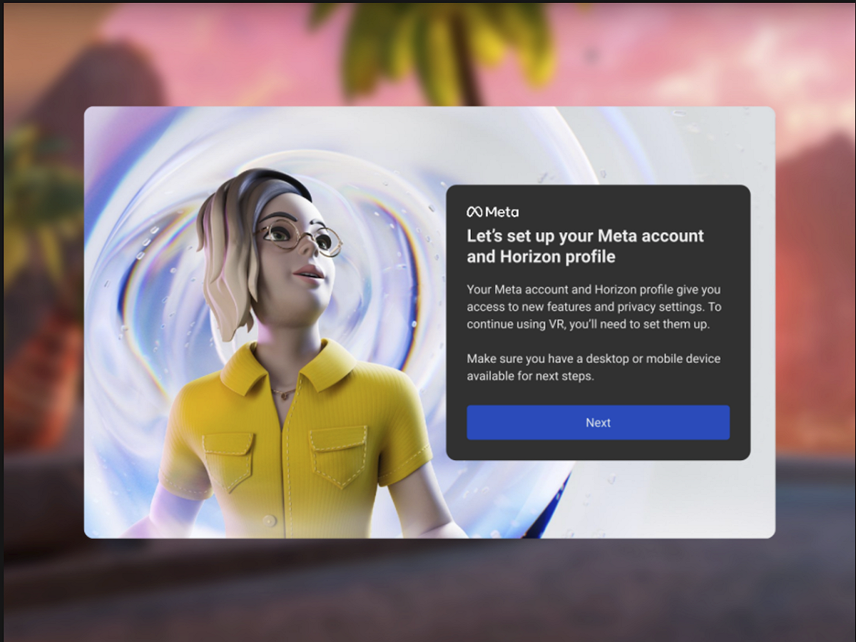 用戶可以在「Meta Account」設定自己在元宇宙中的資料。