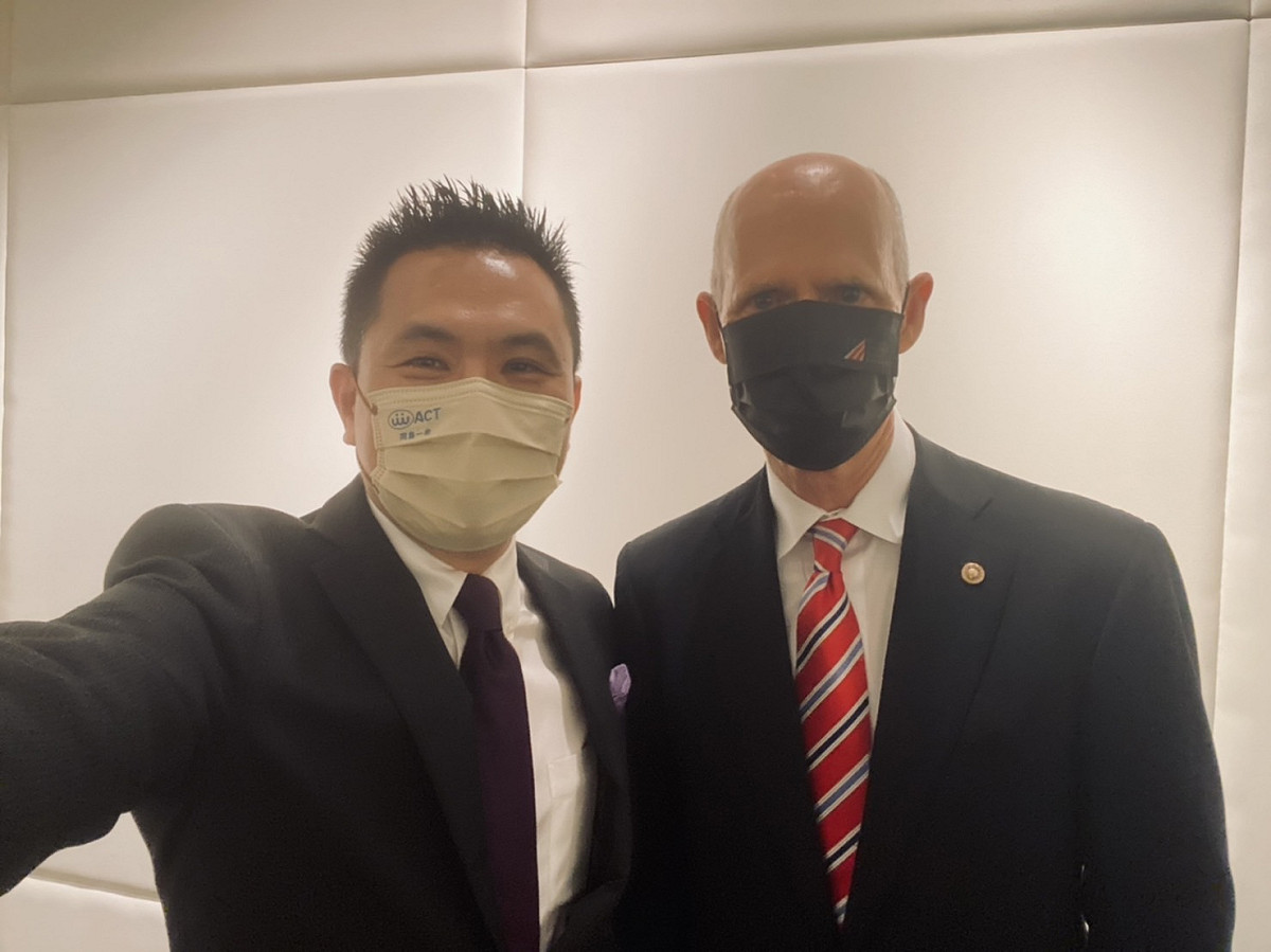 美國共和黨籍佛州聯邦參議員史考特（Rick Scott）會見立法委員陳以信。 圖:　陳以信國會辦公室/提供