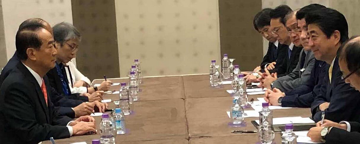 宋楚瑜與安倍晉三會面。 圖：擷自臉書「宋楚瑜找朋友」