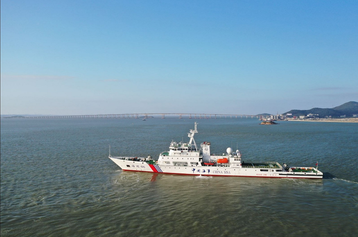 台灣海峽首艘大型巡航救助船「海巡06」輪正式列編福建海事局。 圖：取自人民日報
