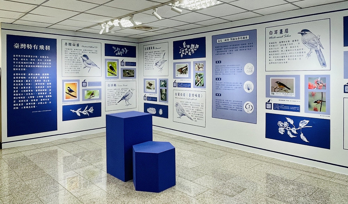 本次特展規劃「臺灣特有飛羽」、「城市飛羽」、「兇猛飛羽」、「保育飛羽」、「寰宇飛羽」與「藝術飛羽」六大展區。 圖：中華郵政／提供