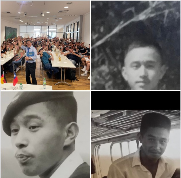 駐德代表謝志偉（左上圖中）向一群德國青少年介紹台灣的民主之路，對於年少時的戒嚴台灣與現今的民主自由台灣對比，相當有感。 圖：翻攝自謝志偉臉書