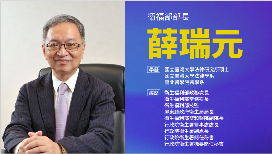 新任衛福部長薛瑞元的學經歷。 圖：行政院提供