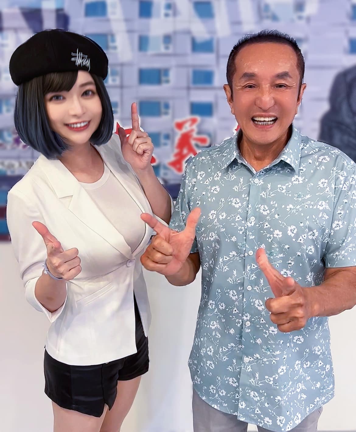 雪乳女戰神郭鬼鬼在臉書貼出與林義豐合照。 圖:翻攝自郭鬼鬼臉書