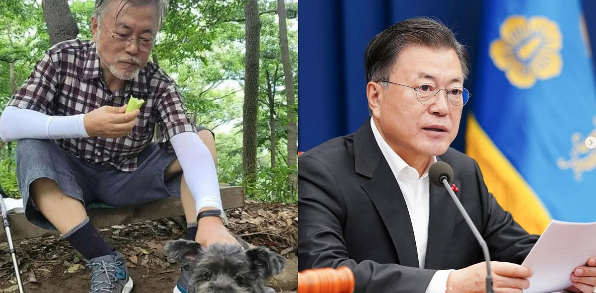 韓國前總統卸任前後，形象變化很大。 圖:翻攝自文在寅IG