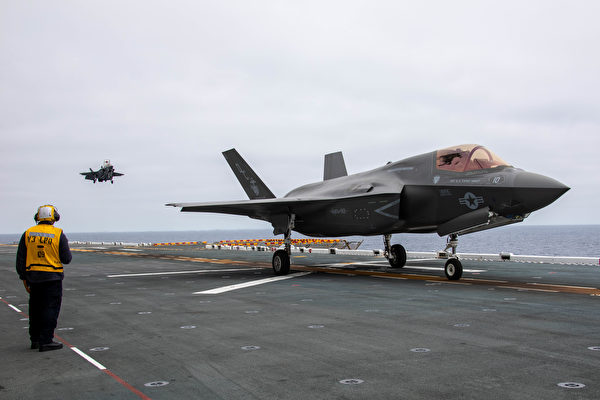 美軍的F-35B戰機在甲板上起降。 （ 圖：美國陸戰隊（資料照）