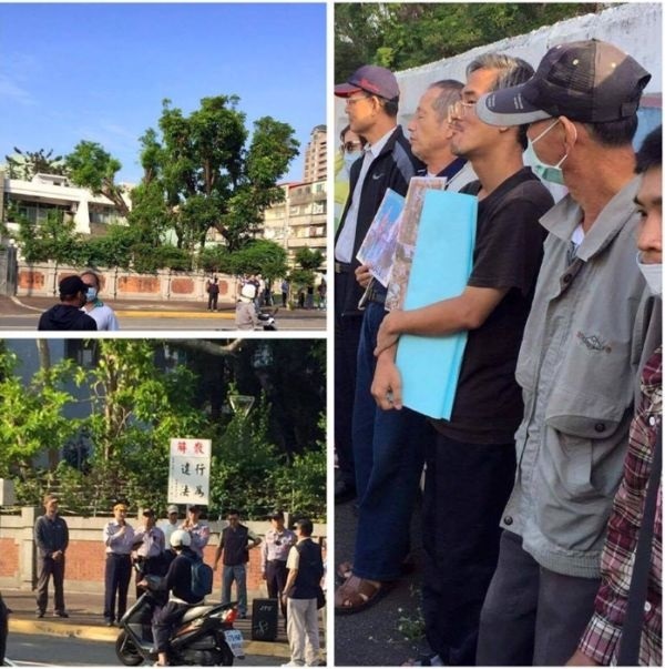 反迫遷自救會到高雄市長陳菊官邸陳情，抗議強拆民宅，警方舉牌3次警告。 圖：翻攝果菜市場自救會臉書