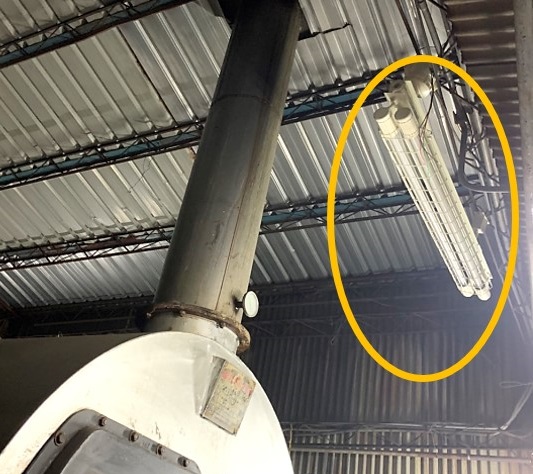 具有火災爆炸之風險，已採用具有防爆性能構造之燈具設備。 圖：新北市勞檢處提供