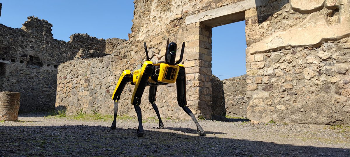 開挖工程將啟用2隻波士頓動力公司（Boston Dynamics）的機器狗「Spot」，機器狗可以在夜間當作移動的監視器，並在白天用來掃描地面搜索硬碟。 圖：翻攝自Pompeii考古網站