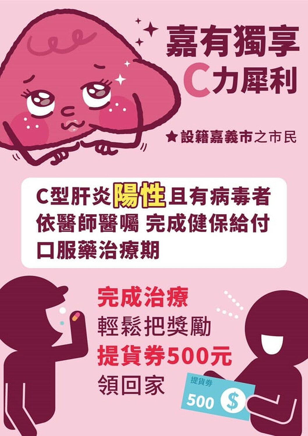 嘉義市即日起推出「嘉有好禮  C力犀利」護肝活動。 圖：嘉義市政府/提供