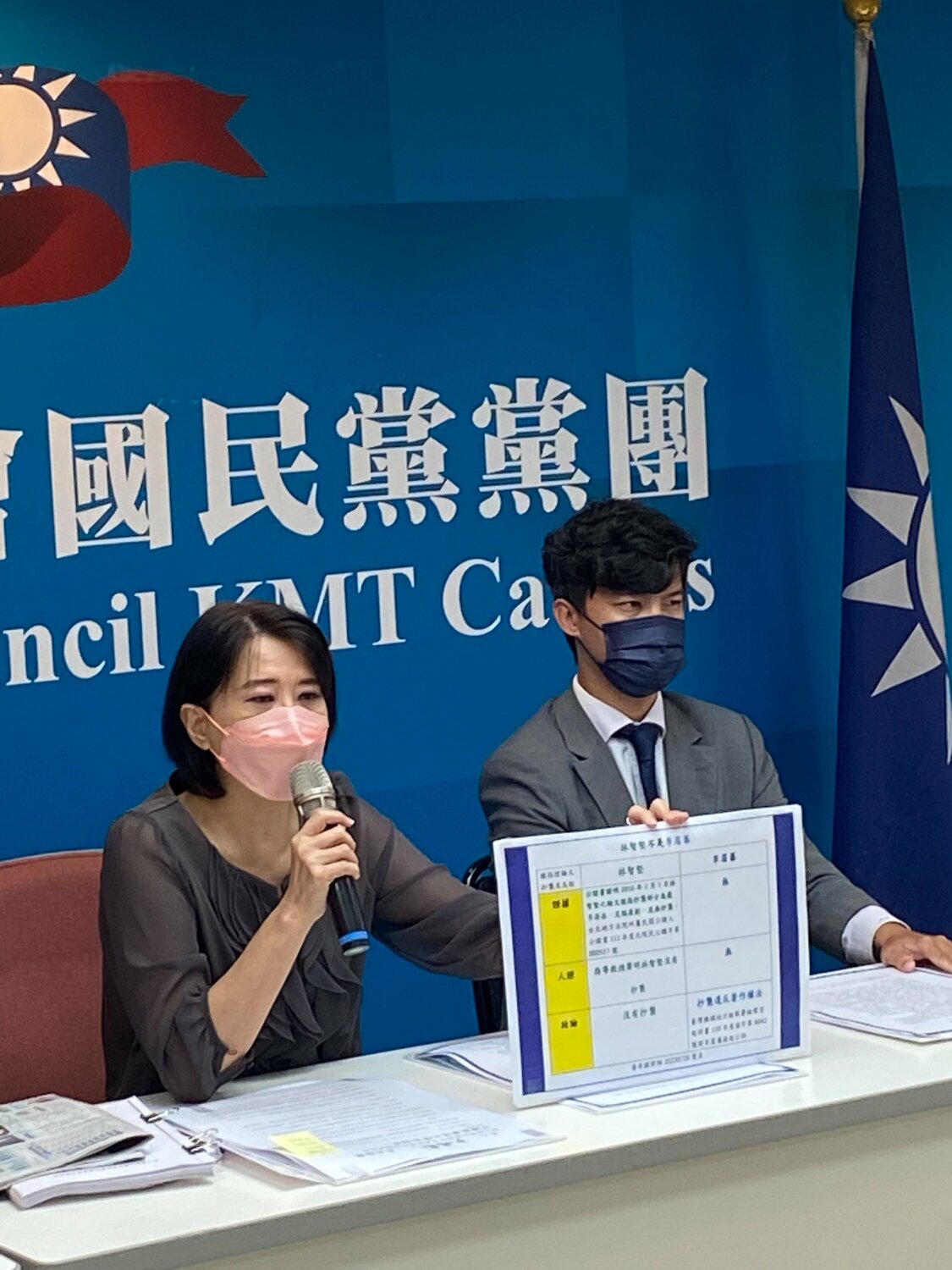 台北市議員王鴻薇今召開記者會向教育部檢舉國安局長陳明通「違背學術倫理」。 圖：擷取自王鴻薇臉書