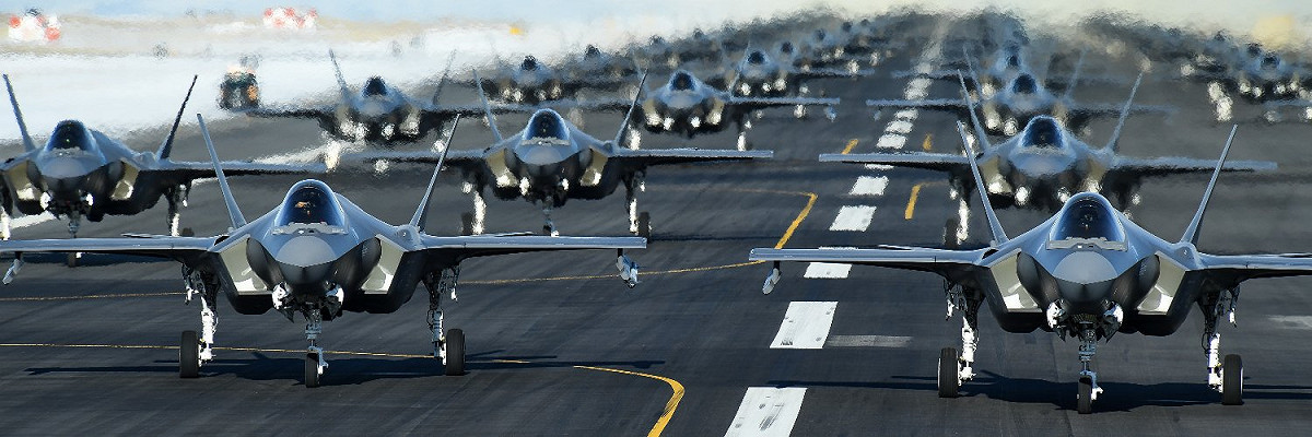 F-35戰鬥機群。 圖：翻攝自洛克希德馬丁公司F-35 Lighting II推特（資料照）
