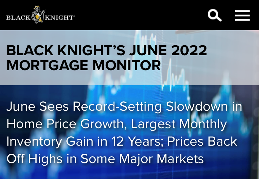 美國抵押貸款數據提供商Black Knight發布7月房地產數據報告