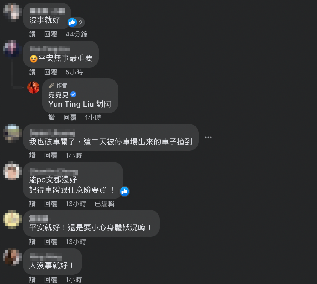 網友也關心宛宛兒狀況，所幸人沒事。