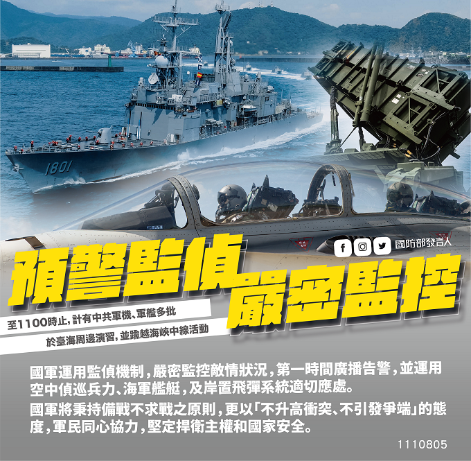 國防部發布反制解放軍軍演圖卡。 圖 : 國防部 / 提供