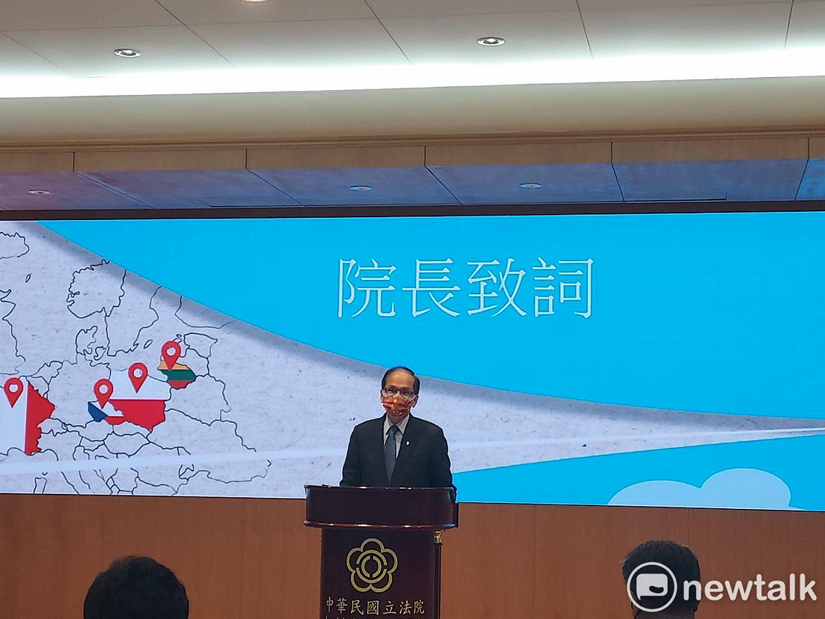 游錫堃上午出席2022立法院跨黨派國會外交訪問團返國成果記者會。 圖：陳佩君／攝