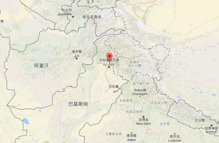 客機墜毀在阿伯塔巴德地區的海弗連鎮（圖紅點處）。 圖：翻攝Google地圖