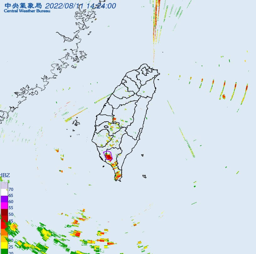 高屏地區要注意大雷雨。 圖：翻攝自中央氣象局網站