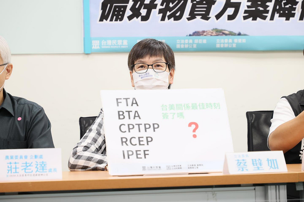 立委蔡壁如督促政府要積極爭取加入各大跨國貿易組織。 圖: 翻攝自蔡壁如臉書