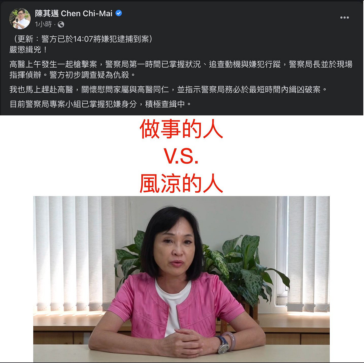 基進陳子瑜批柯志恩只會幸災樂禍。 圖：翻攝陳子瑜臉書