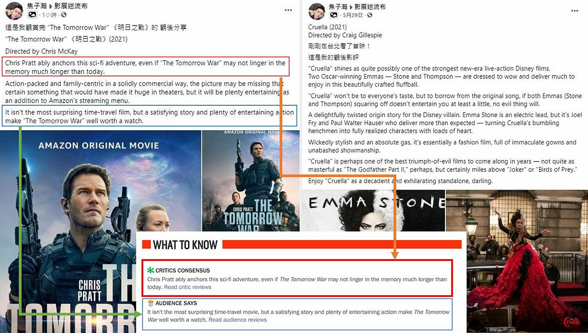 劉宇在發文下方放了焦姓實習生過去發表的評論截圖 圖：翻攝劉宇（四叉貓）臉書