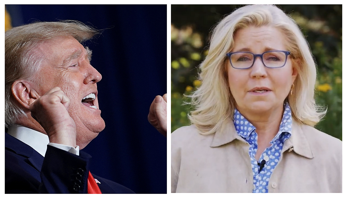 前美國總統川普（Donald Trump）(左)與美國眾議員麗茲‧錢尼（Liz Cheney）。(新頭殼合成) 圖：路透社及 Liz_Cheney 推特
