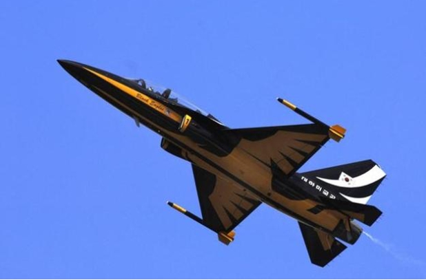 韓國空軍「黑鷹」飛行表演隊使用的韓產超音速訓練機 T-50「金鷹」 。 圖 : 翻攝自KKNews