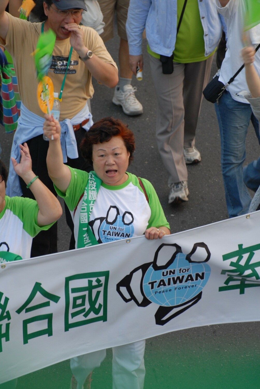 2007年9月15日，前民進黨立委張慶惠出席台灣加入聯合國高雄遊行。 圖：邱萬興提供