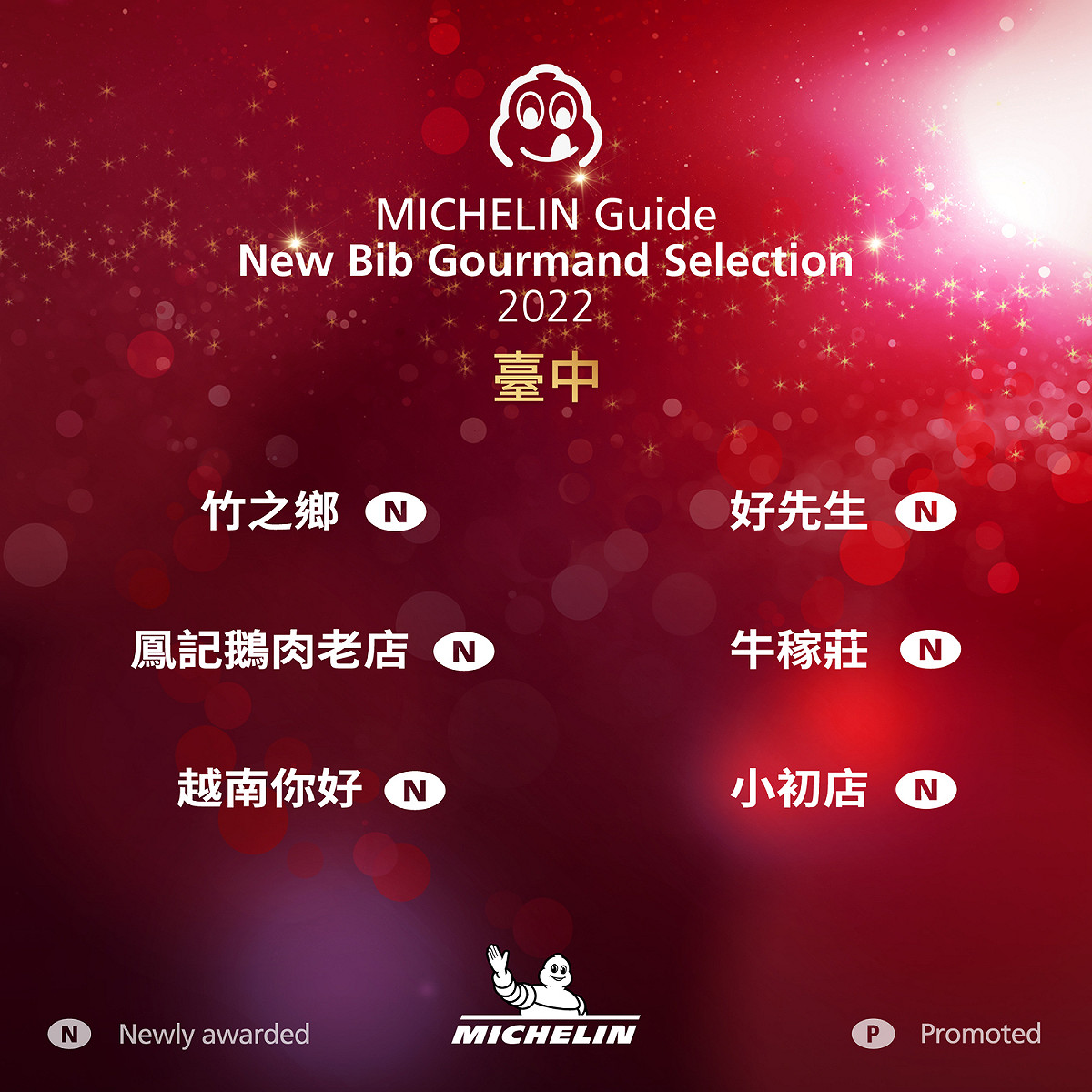 2022《米其林指南》台中有6間新入選店家。  圖：交通部觀光局／提供