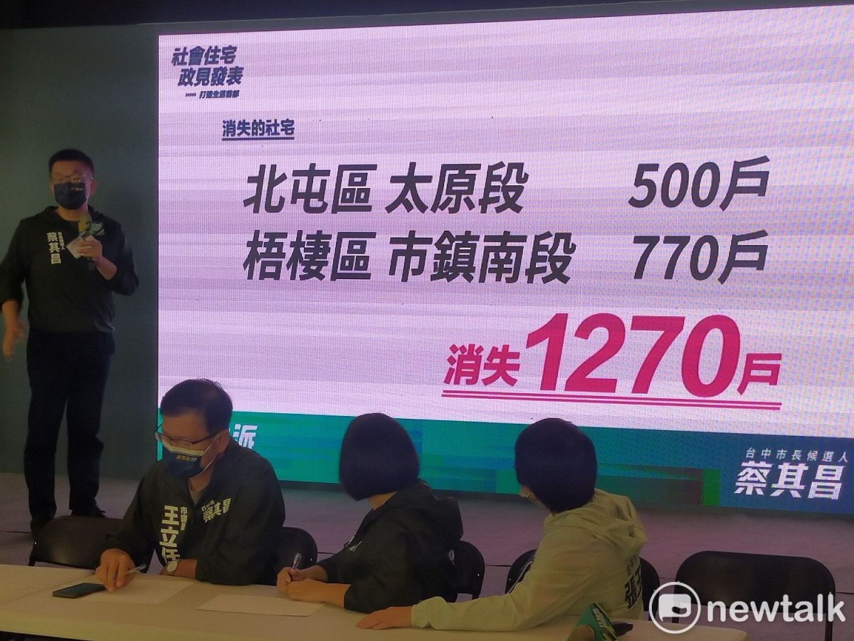 蔡其昌批評盧秀燕任內讓社宅消失1270戶。 唐復年/攝