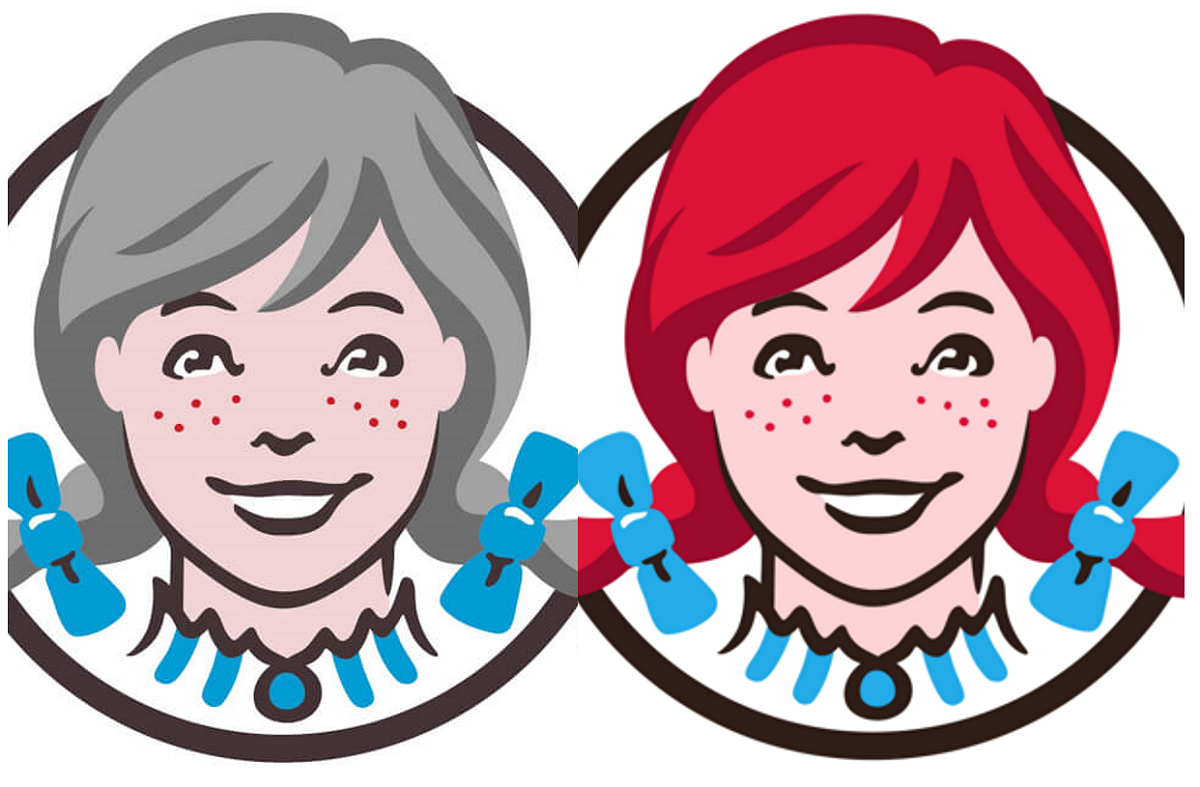 溫蒂漢堡（Wendy's）25日在社群媒體上貼出灰髮女孩頭像(左) ，過去經典的紅髮女孩標誌(右) ( 新頭殼合成) 圖 : 翻攝自 Wendy's 推特