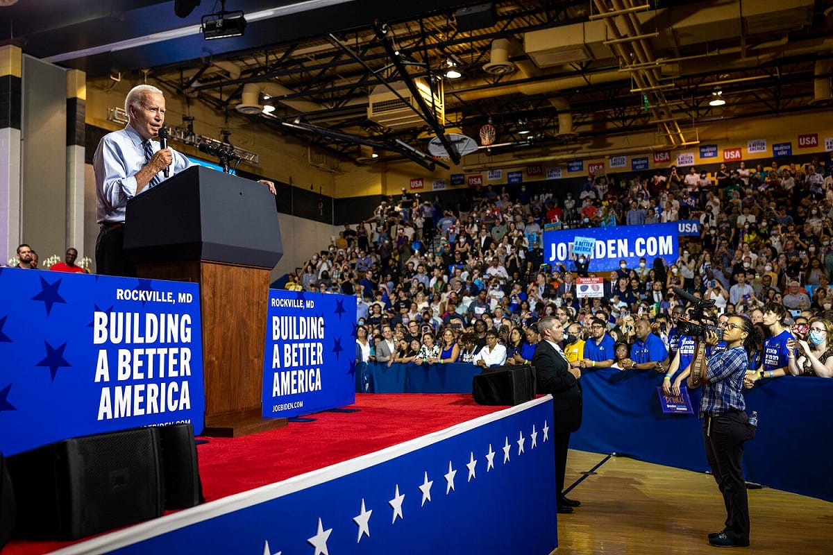 美國總統拜登（Joe Biden）在馬里蘭州造勢活動上演說。(資料照) 圖：翻攝自推特（資料照）