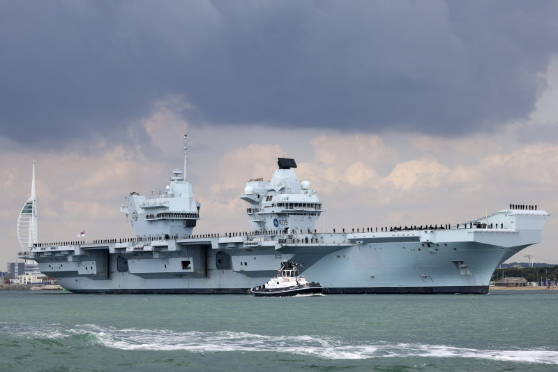 威爾斯親王號航空母艦（HMS Prince of Wales R09 ）。 圖：翻攝自朴茨茅斯海軍基地推特