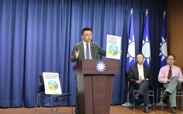 國民黨13日針對黨產爭議公佈一項民調數據，有超過5成民眾認為中投及欣裕台是否收歸國有，應該透過司法審判決定。 圖：國民黨文傳會提供