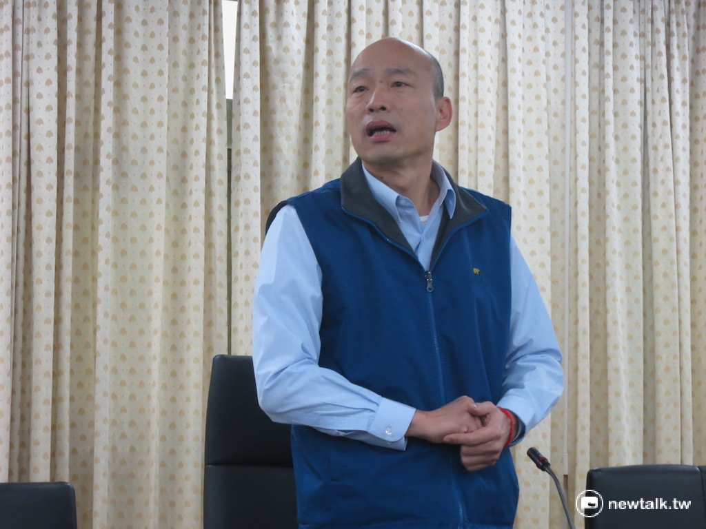 已請辭國民黨副主席詹啟賢23日表態參選黨魁，同為參選人的韓國瑜(圖)受訪時也很有自信表示，「不怕，我是績優股」。 圖：新頭殼資料照片