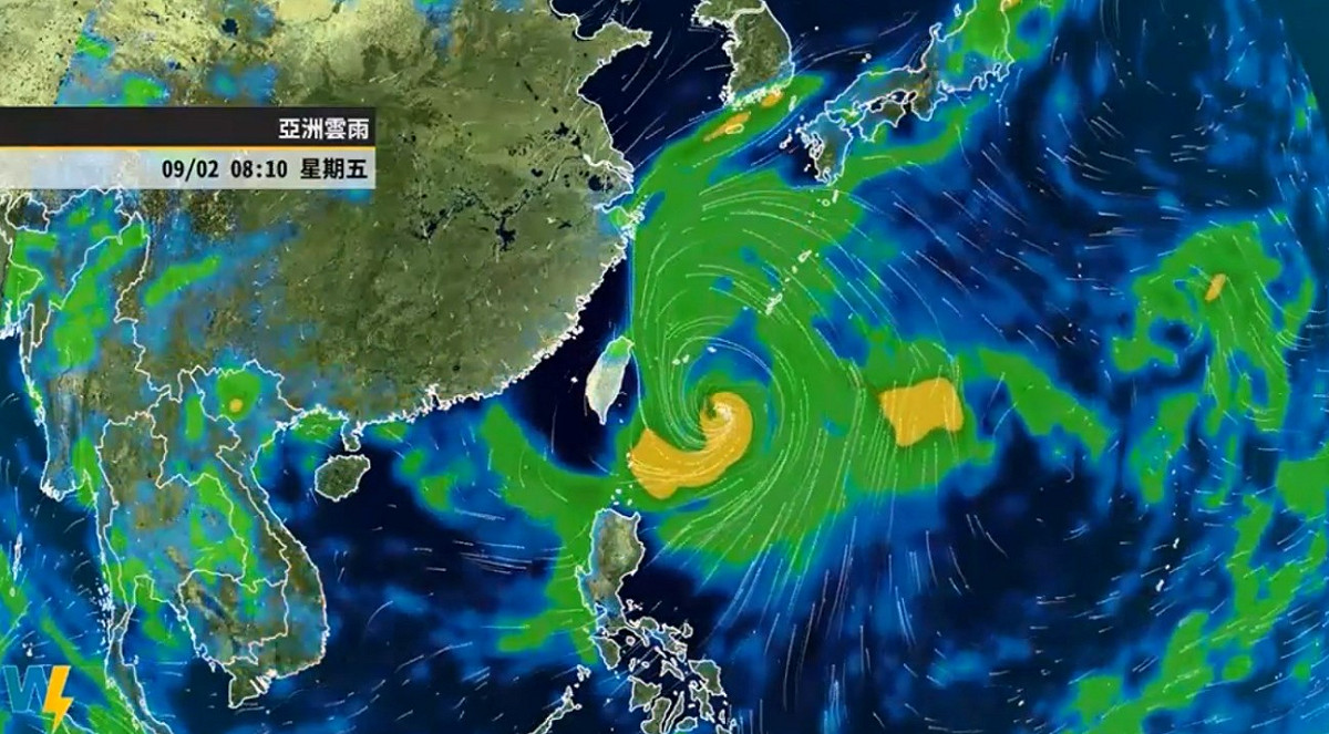軒嵐諾颱風週五到週六之間可能就會經過台灣東北方外海。 圖：取自天氣風險公司臉書