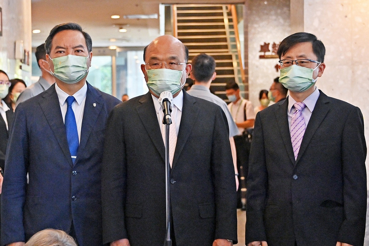 行政院長蘇貞昌今（30）天上午出席聯合國反貪腐公約第二次國家報告國際審查會議開幕式前受訪。 圖：行政院提供