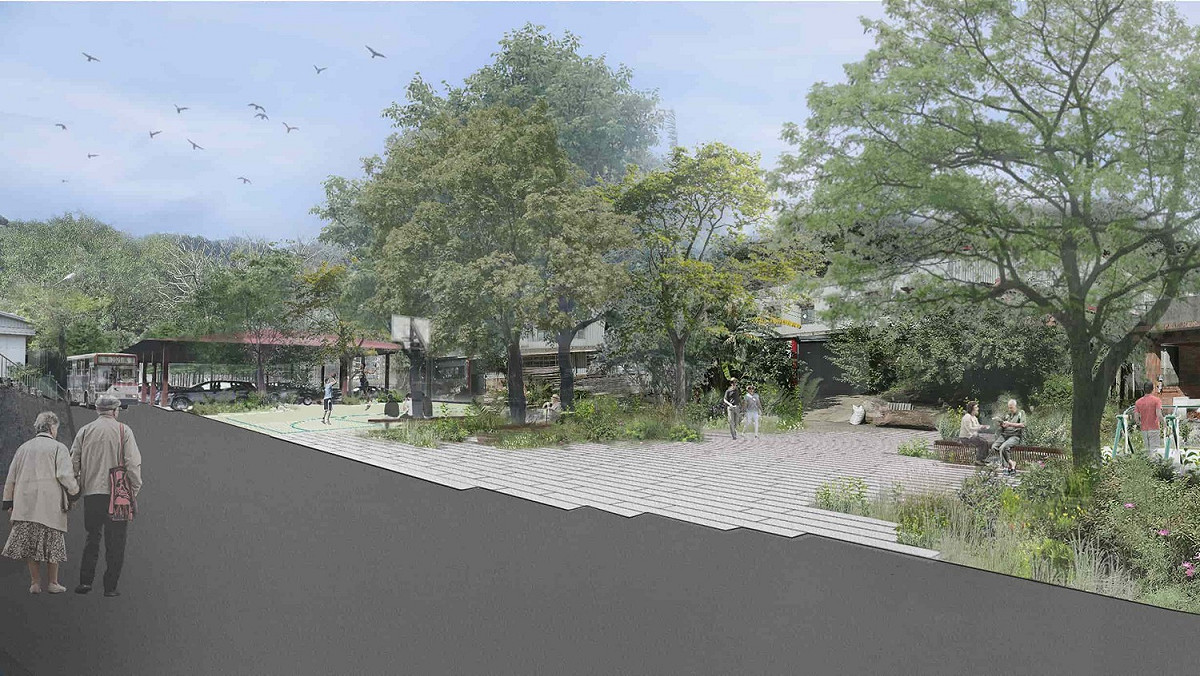 牡丹站前廣場－生活花園廣場模擬圖。 圖：新北市觀旅局提供