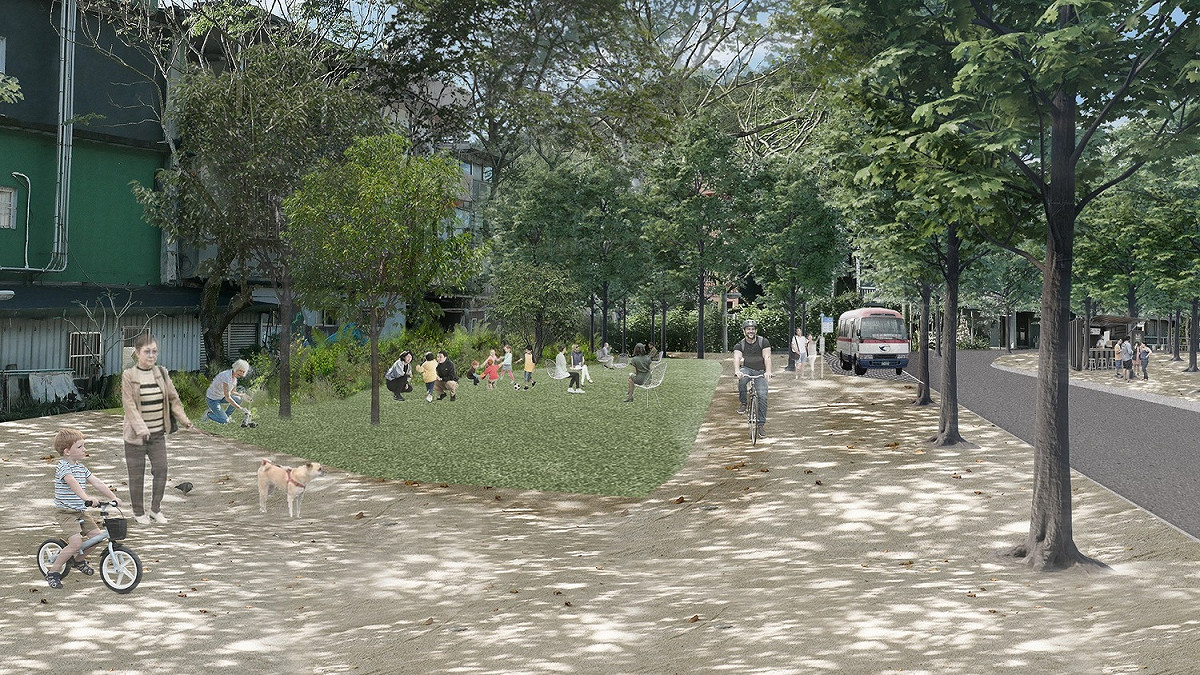 牡丹站前廣場－林蔭廣場模擬圖。 圖：新北市觀旅局提供