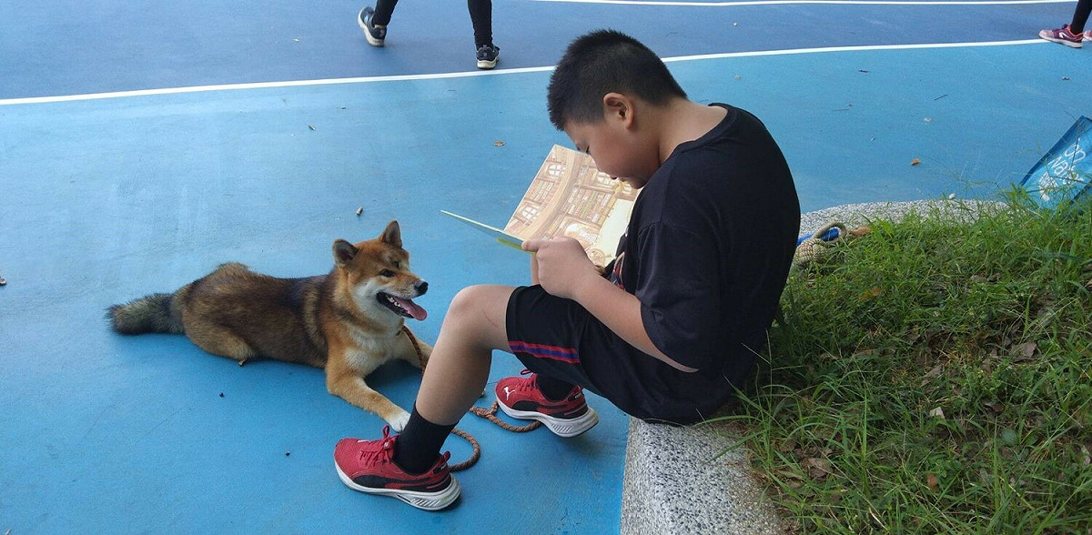 陪孩子聽讀。 圖：新北市動保處提供