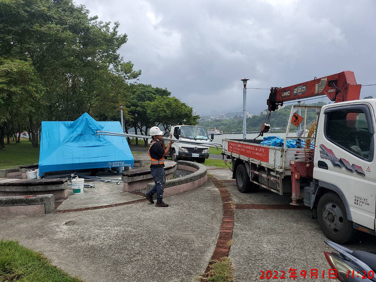 高灘處預防性完成帳篷設施撤離。 圖：新北市水利局提供